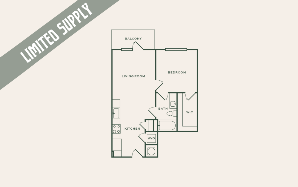 A2 - 1 bedroom floorplan layout with 1 bathroom and 647 square feet A2 - 1 bedroom floorplan layout with 1 bathroom and 647 square feet