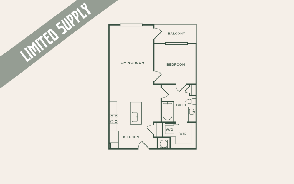 A3 - 1 bedroom floorplan layout with 1 bathroom and 763 square feet A3 - 1 bedroom floorplan layout with 1 bathroom and 763 square feet