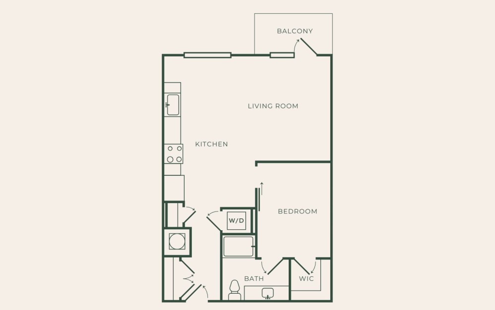 A4 - 1 bedroom floorplan layout with 1 bathroom and 708 square feet A4 - 1 bedroom floorplan layout with 1 bathroom and 708 square feet