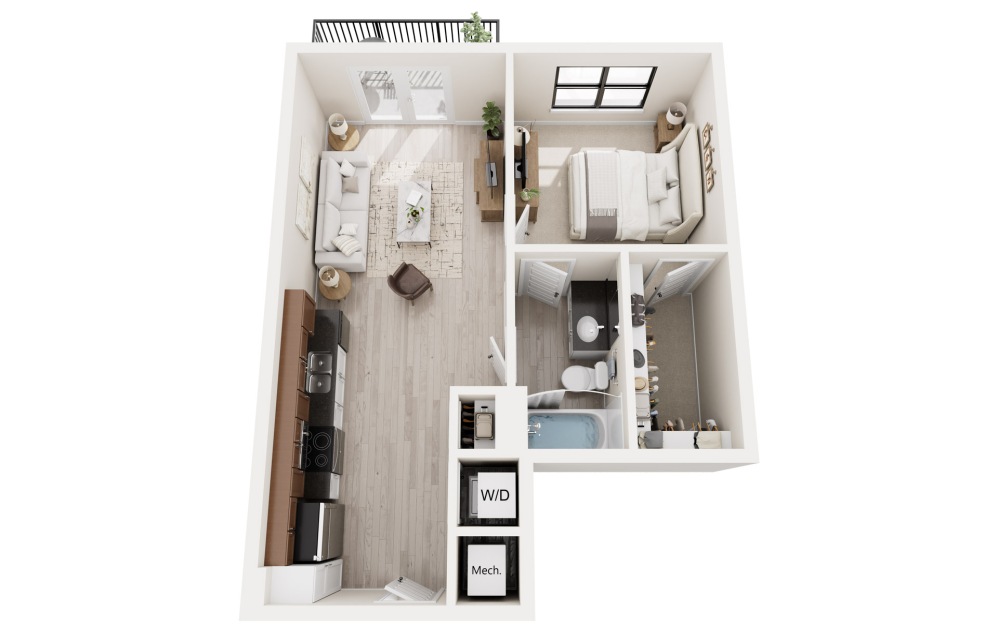 A2 - 1 bedroom floorplan layout with 1 bathroom and 647 square feet A2 - 1 bedroom floorplan layout with 1 bathroom and 647 square feet