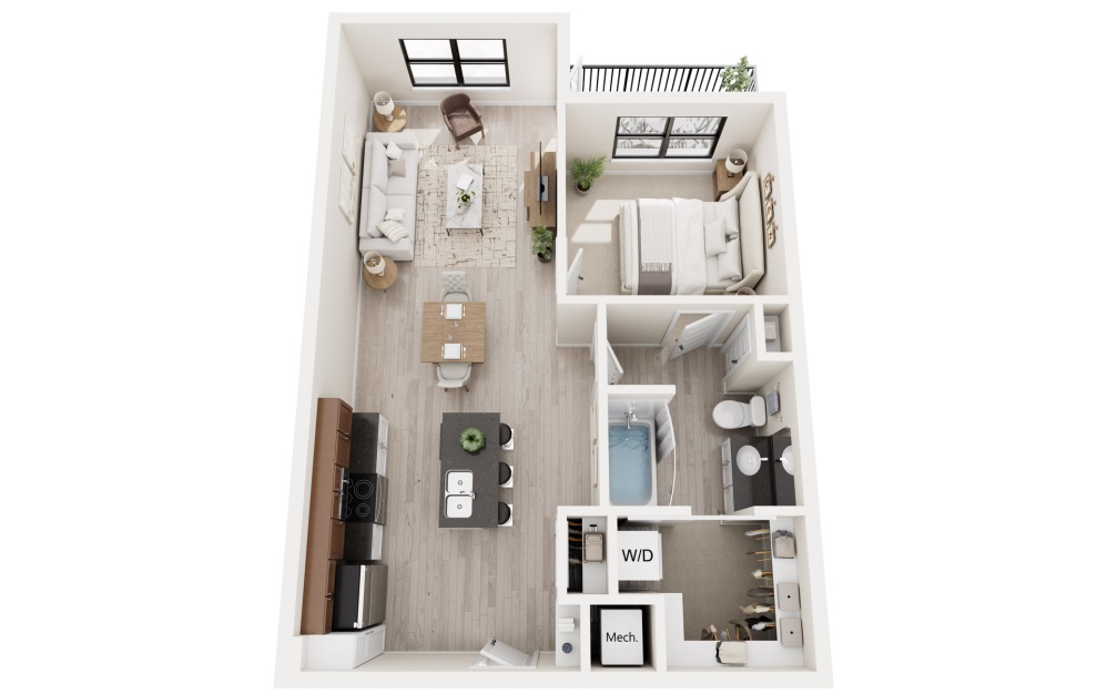 A3 - 1 bedroom floorplan layout with 1 bathroom and 763 square feet A3 - 1 bedroom floorplan layout with 1 bathroom and 763 square feet
