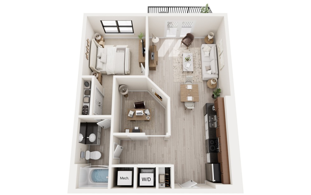 A7 - 1 bedroom floorplan layout with 1 bathroom and 801 square feet A7 - 1 bedroom floorplan layout with 1 bathroom and 801 square feet