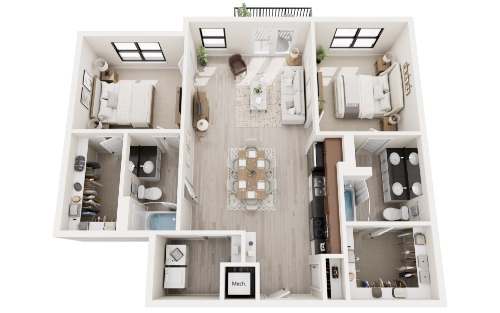 B2 - 2 bedroom floorplan layout with 2 bathrooms and 1234 square feet B2 - 2 bedroom floorplan layout with 2 bathrooms and 1234 square feet