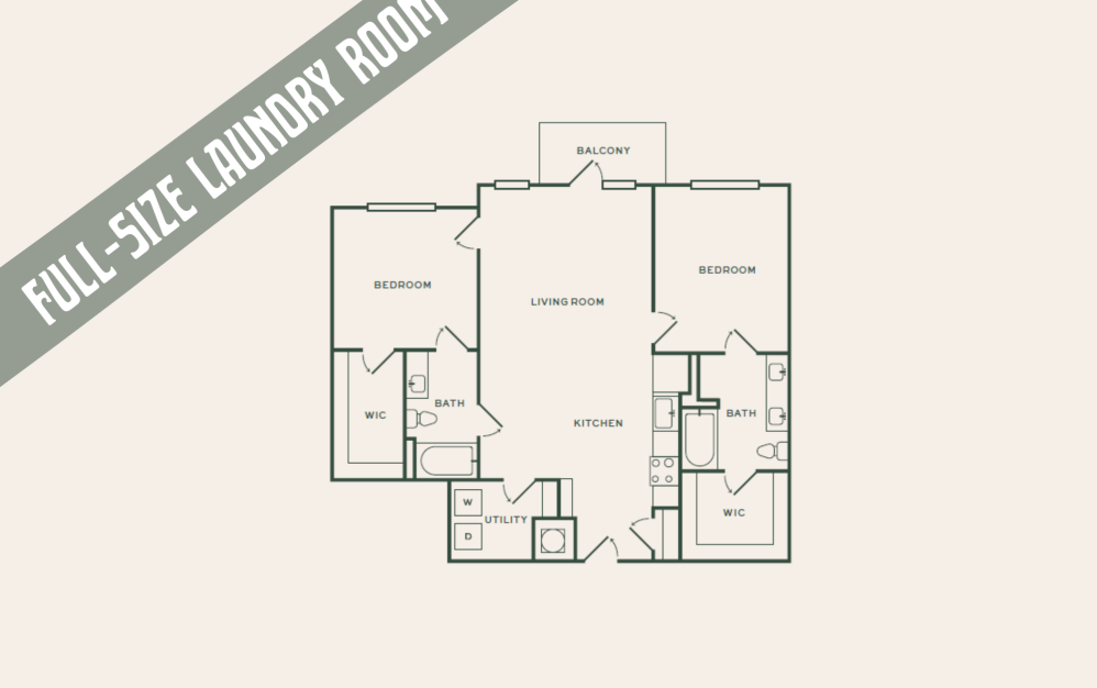 B2 - 2 bedroom floorplan layout with 2 bathrooms and 1234 square feet B2 - 2 bedroom floorplan layout with 2 bathrooms and 1234 square feet