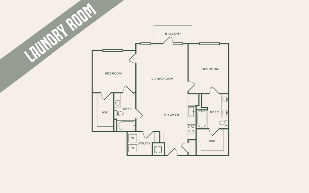 B2 - 2 bedroom floorplan layout with 2 bathrooms and 1234 square feet B2 - 2 bedroom floorplan layout with 2 bathrooms and 1234 square feet